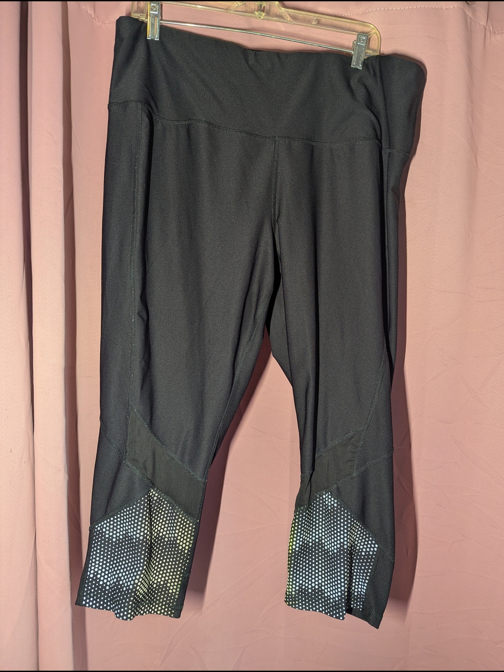 XERSION Workout 7/8 Leggings with Dot Mesh Ankle Panel 2x?